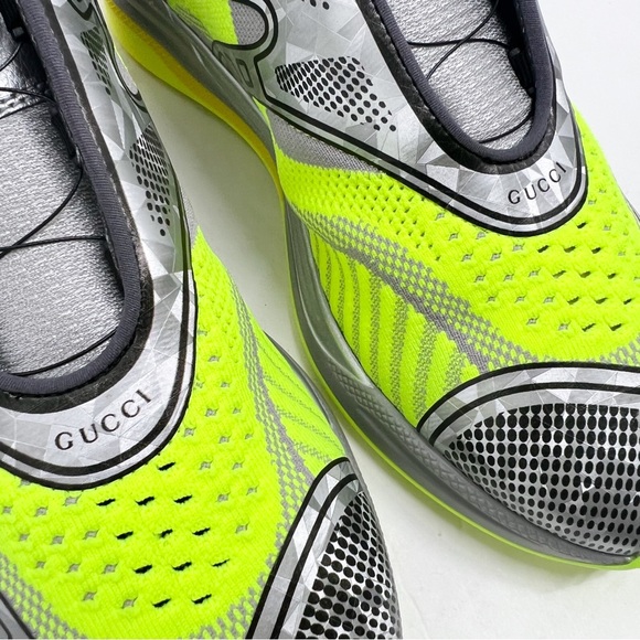 Gucci Men's Ultrapace R "Neon Yellow” GG Logo Sneakers - Picture 8 of 13